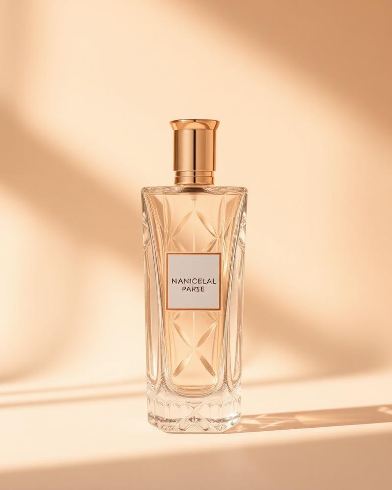 Frasco de perfume em cristal com tampa dourada